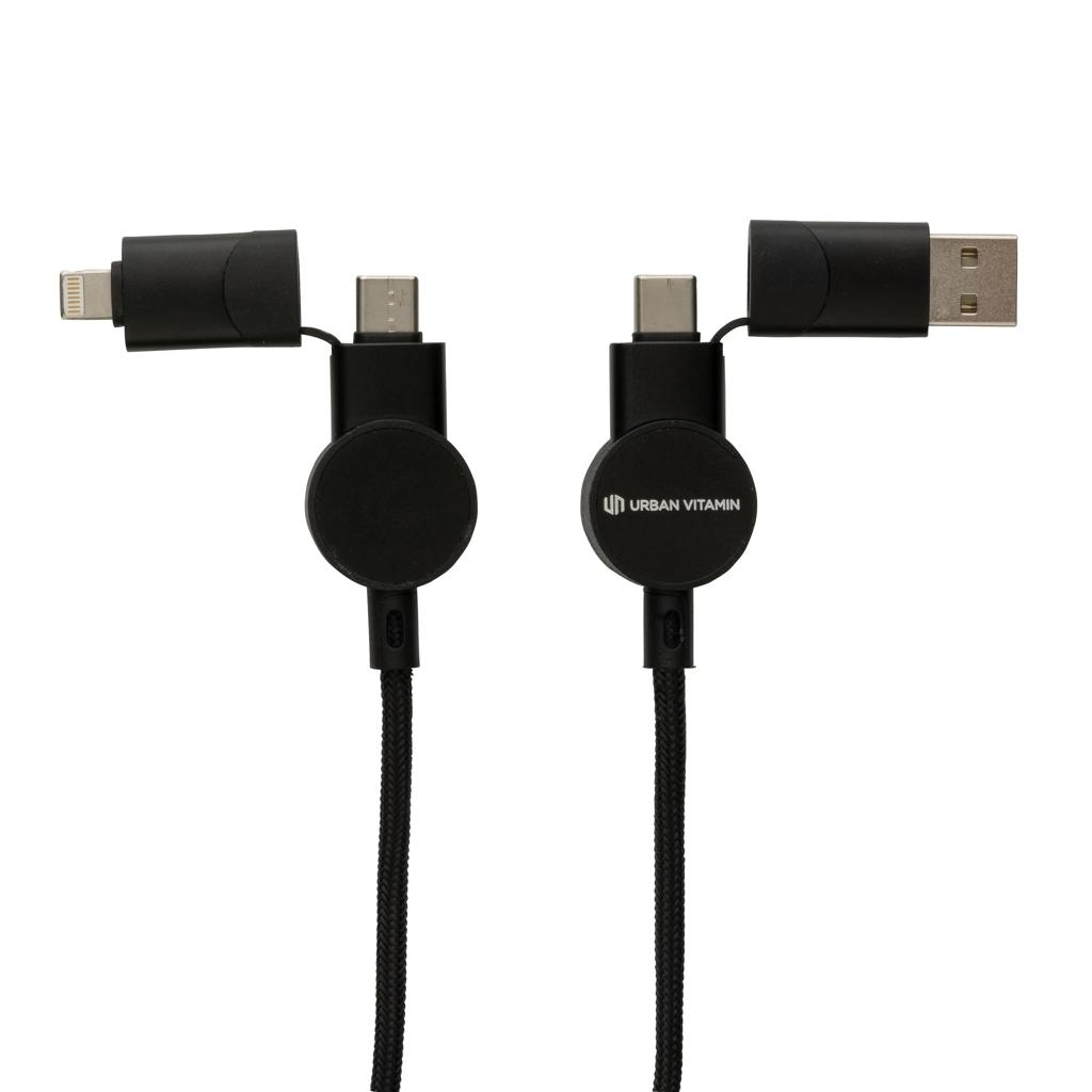 Cablu de încărcare rapidă 6 în 1 din plastic reciclat RCS, de 45W Oakland black