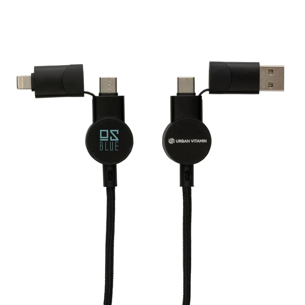 Cablu de încărcare rapidă 6 în 1 din plastic reciclat RCS, de 45W Oakland black