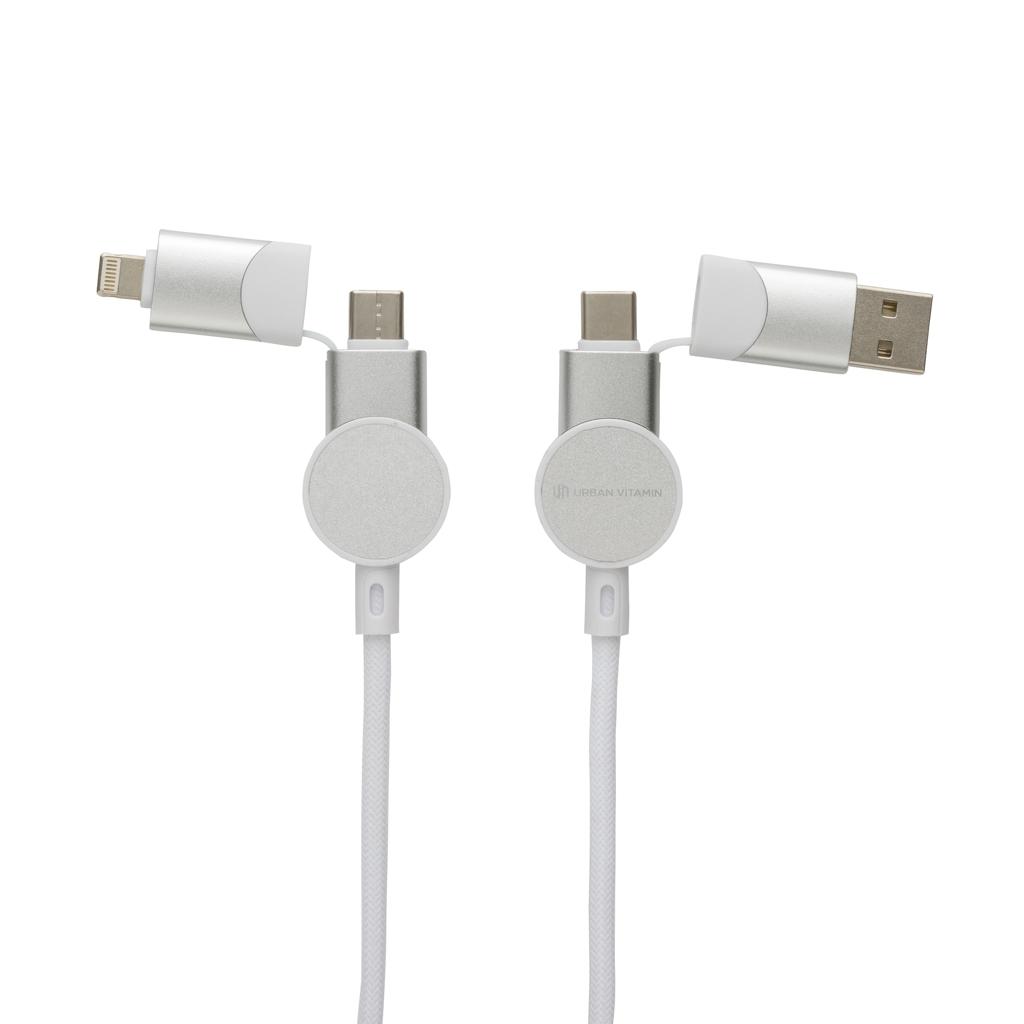 Cablu de încărcare rapidă 6 în 1 din plastic reciclat RCS, de 45W Oakland transparent