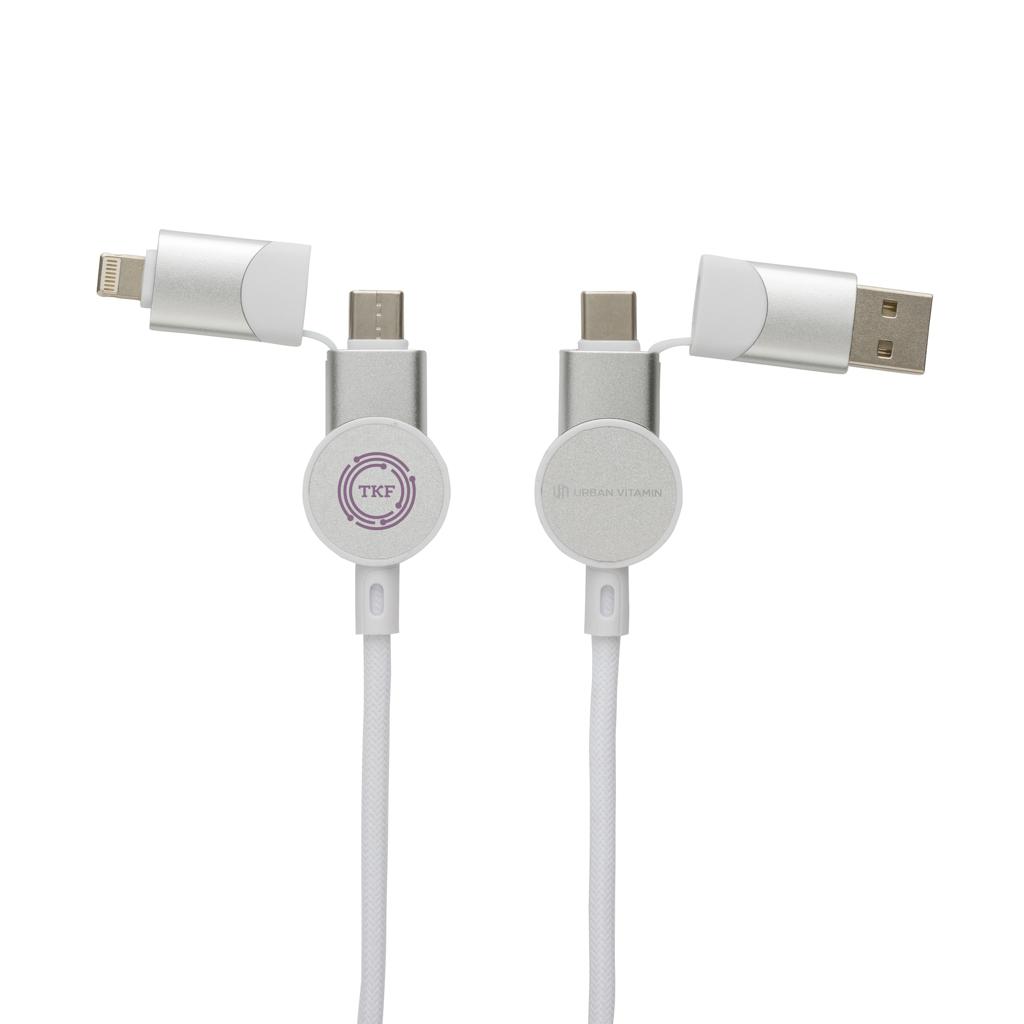 Cablu de încărcare rapidă 6 în 1 din plastic reciclat RCS, de 45W Oakland transparent