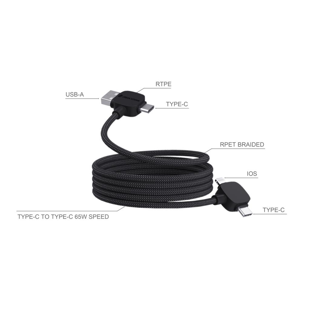 Cablu magnetic de 65W RCS RTPE/RPET Stockton Urban Vitamin  black