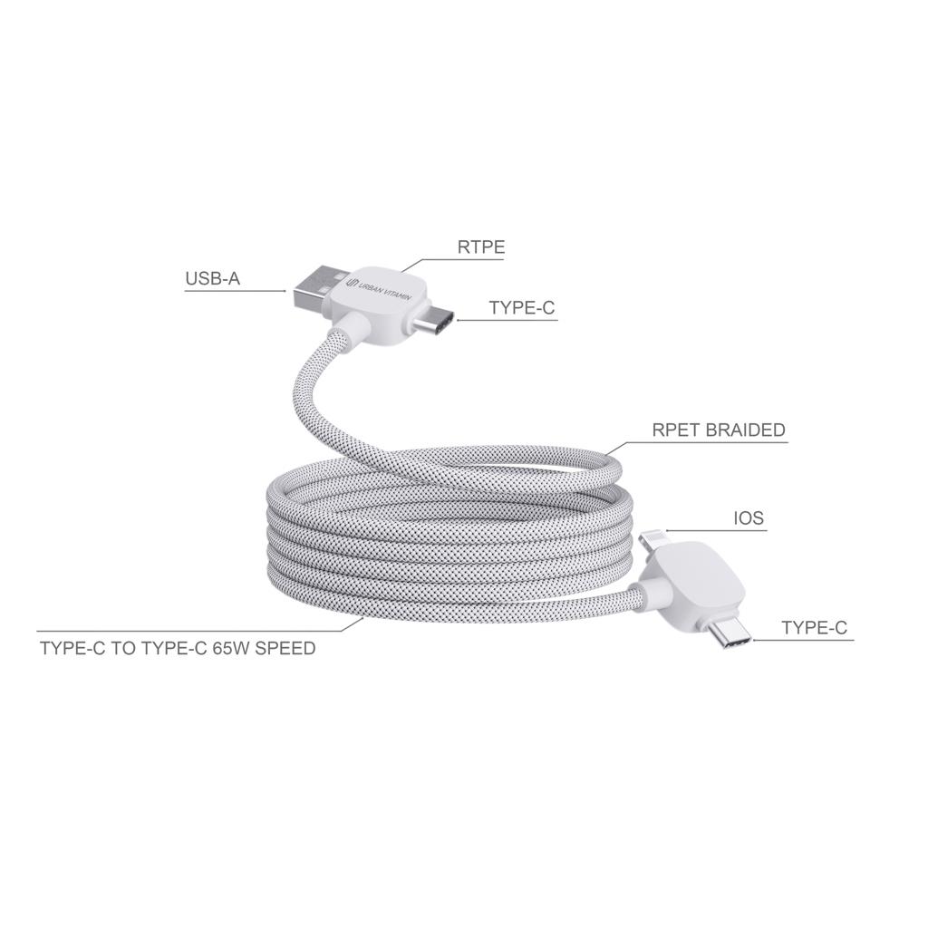 Cablu magnetic de 65W RCS RTPE/RPET Stockton Urban Vitamin  transparent