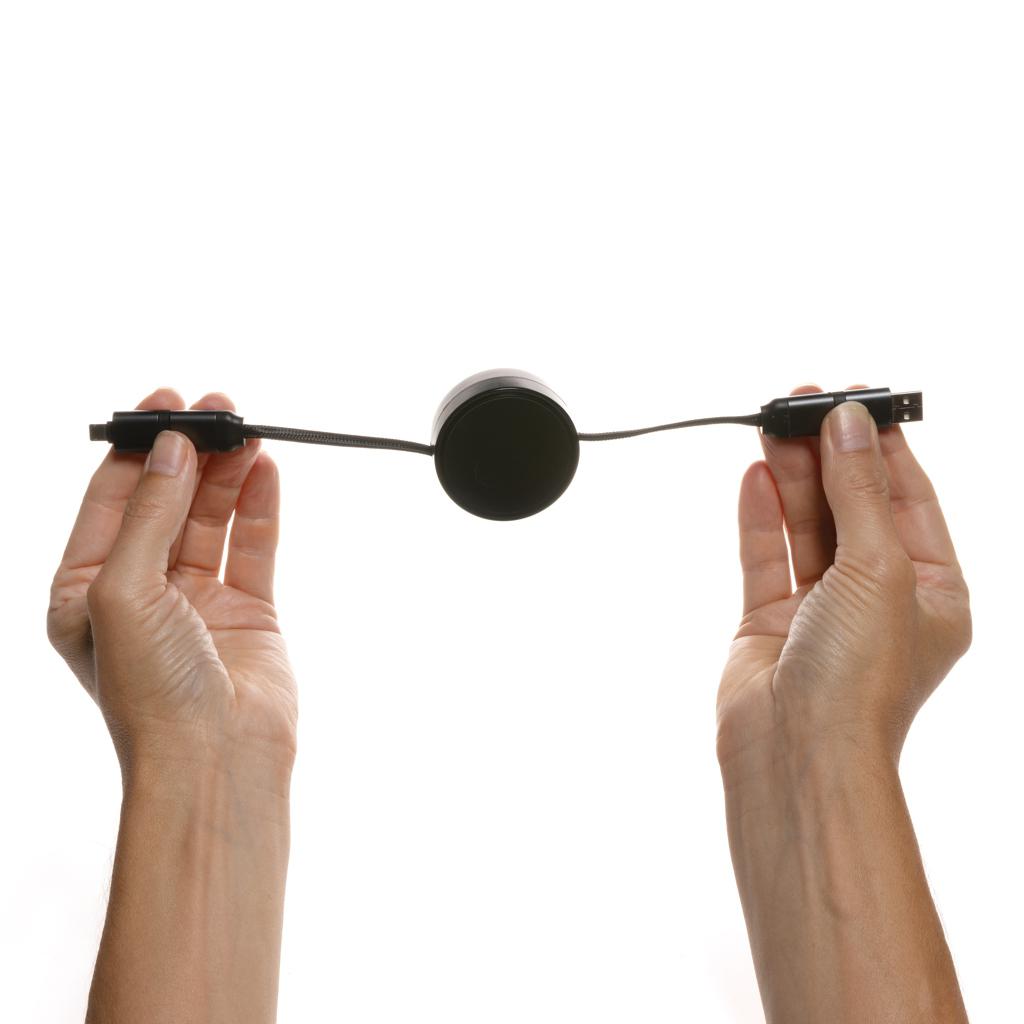 Cablu retractabil 6 în 1 din aluminiu reciclat RCS Terra grey