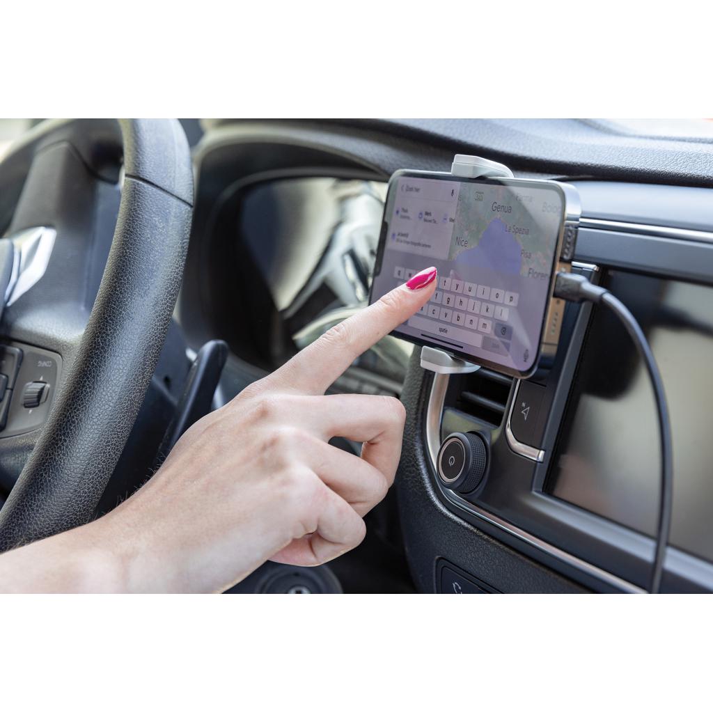 Suport auto pentru telefon cu rotire la 360 de grade din plastic reciclat RCS Acar transparent
