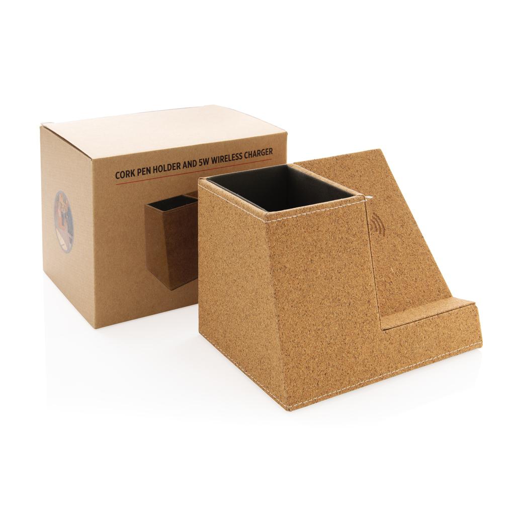 Suport pentru pix din plută și încărcător wireless de 5W khaki