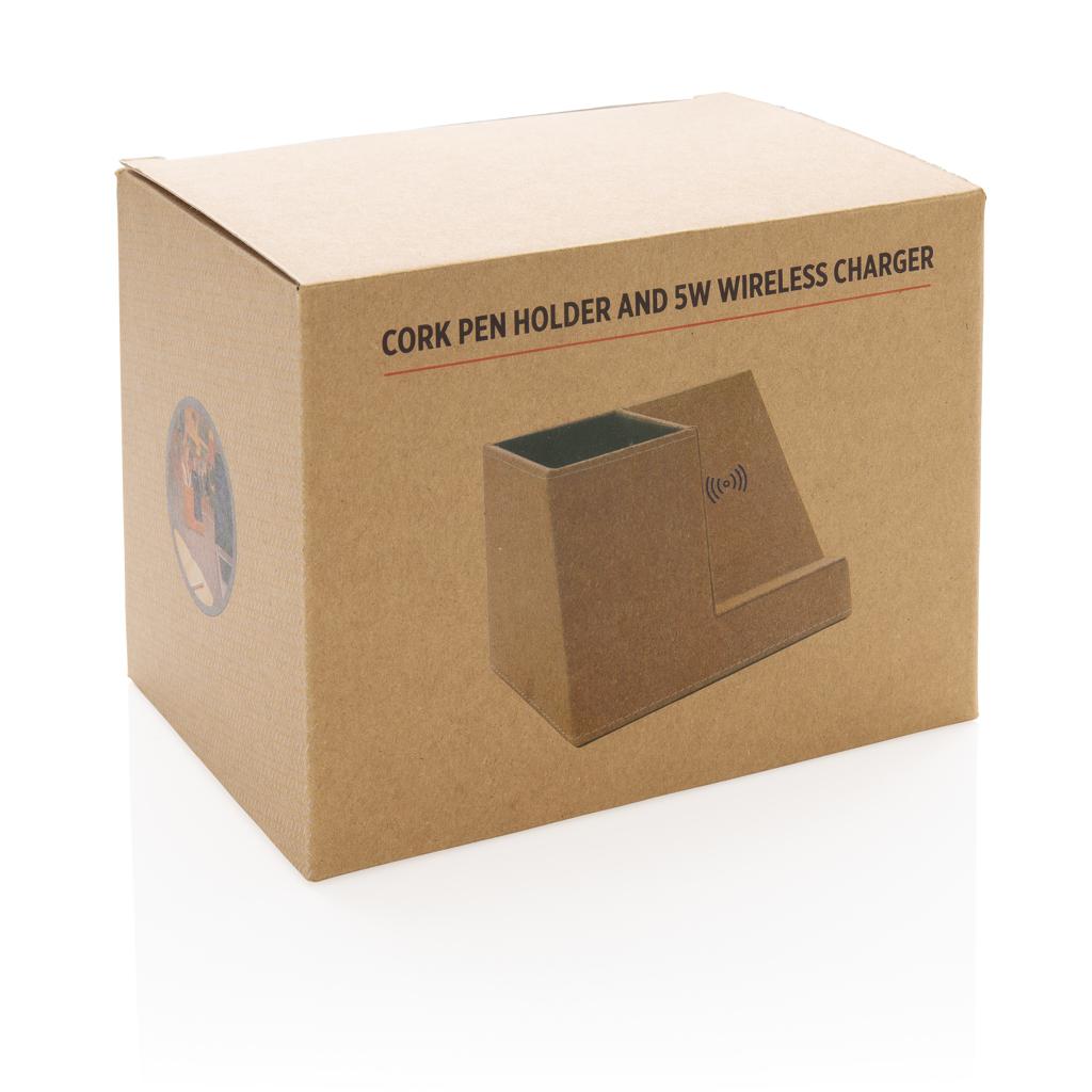 Suport pentru pix din plută și încărcător wireless de 5W khaki