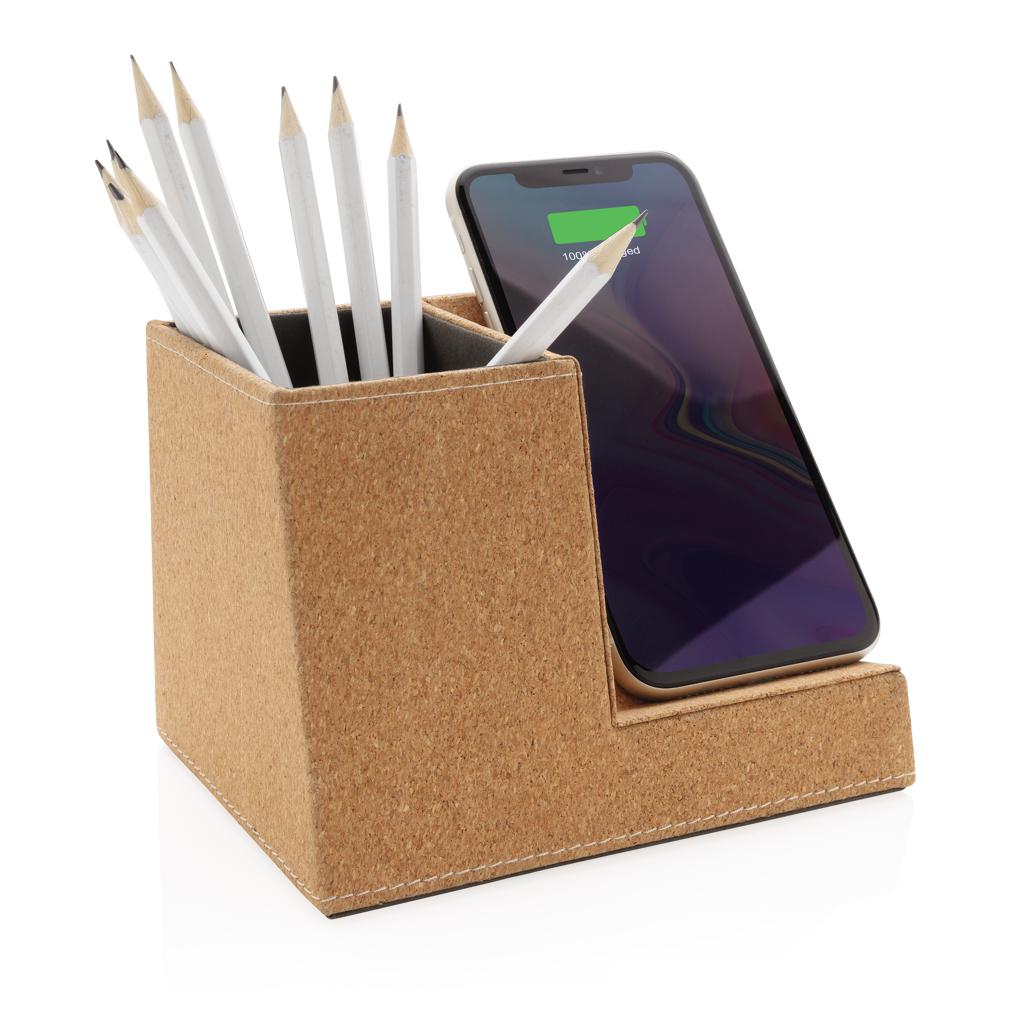 Suport pentru pix din plută și încărcător wireless de 5W khaki