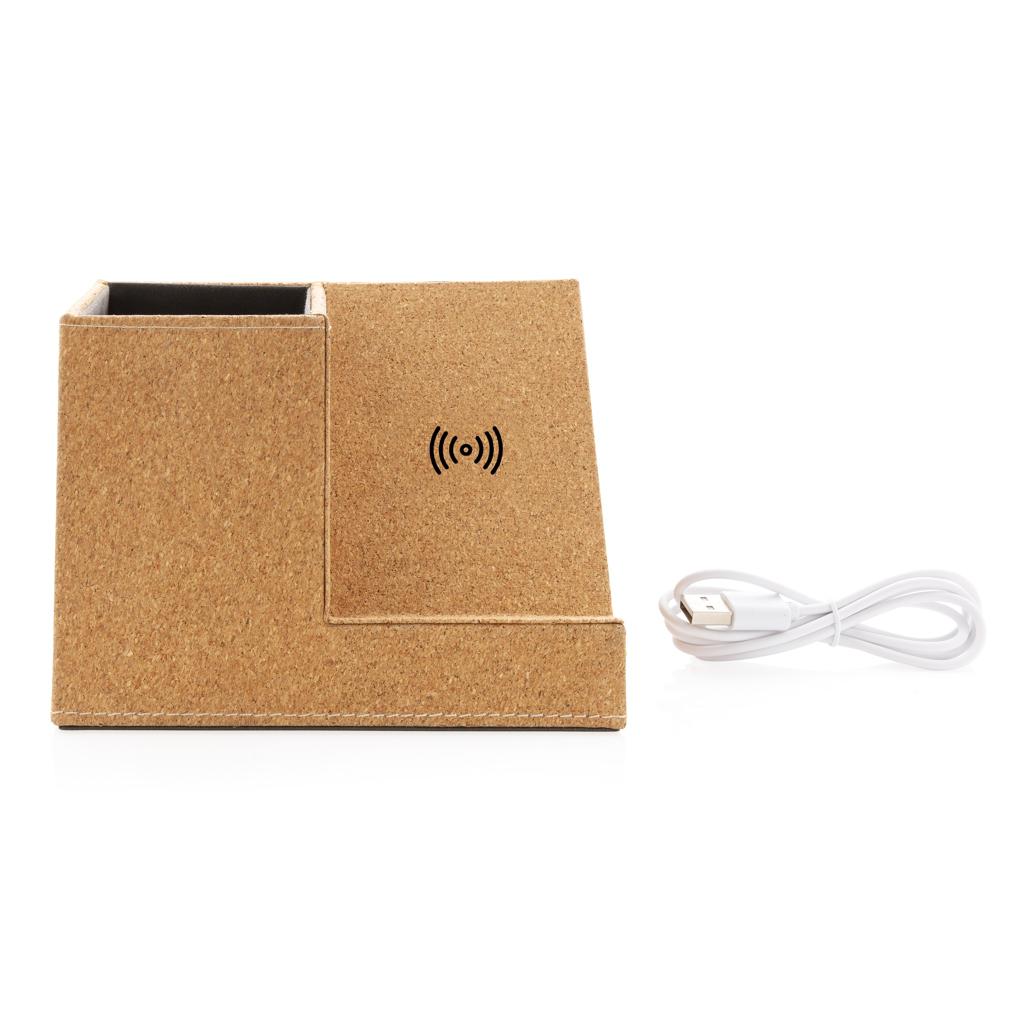 Suport pentru pix din plută și încărcător wireless de 5W khaki