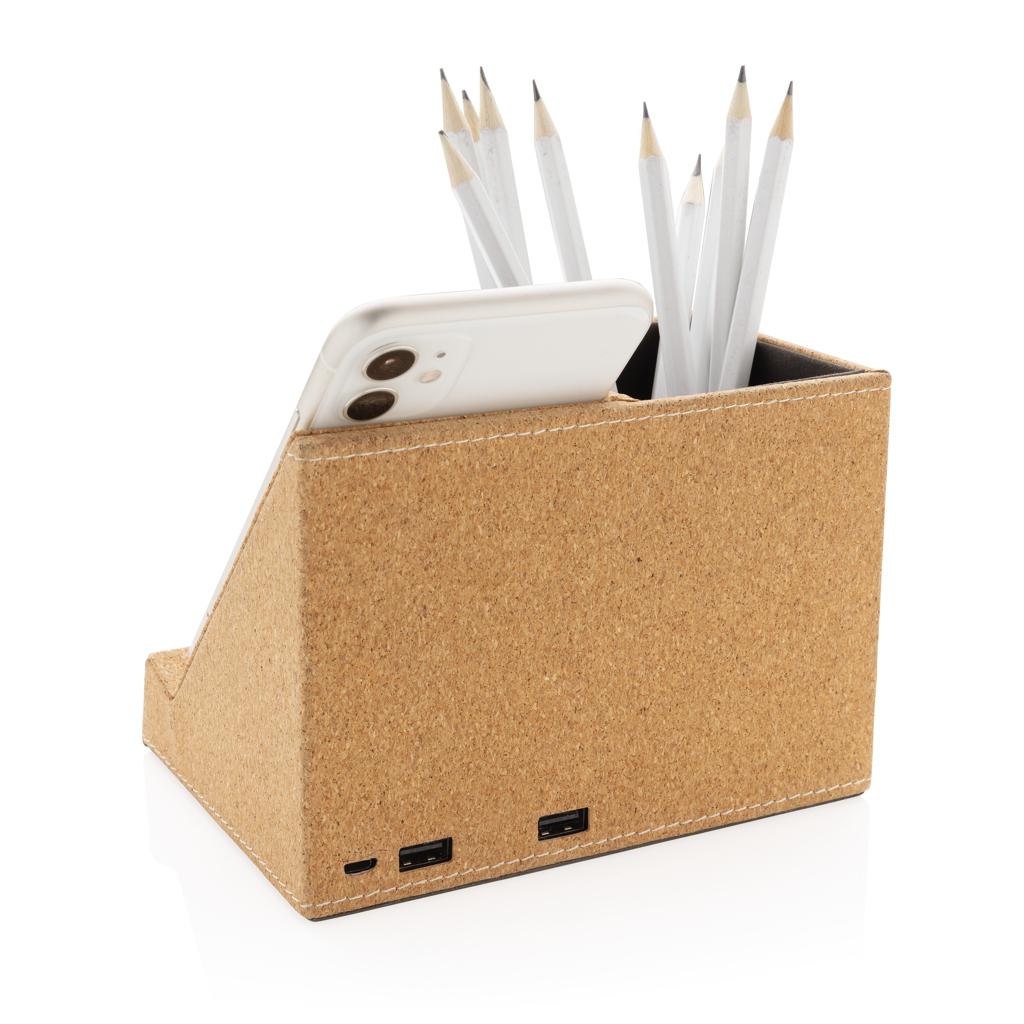 Suport pentru pix din plută și încărcător wireless de 5W khaki
