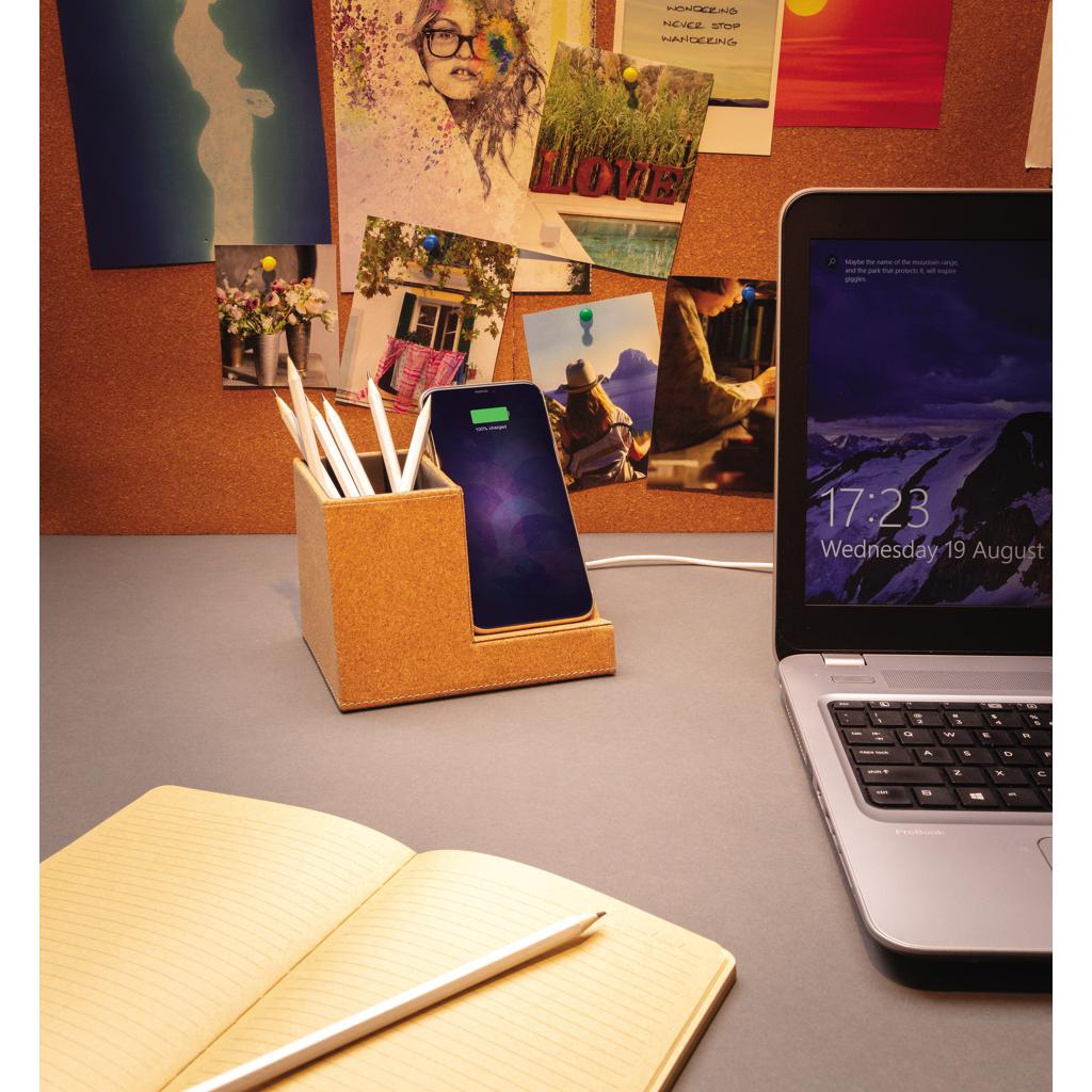 Suport pentru pix din plută și încărcător wireless de 5W khaki