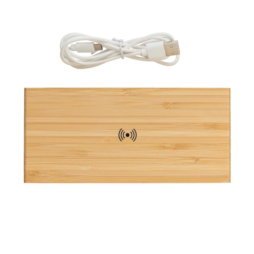 Ceas de masă din bambus cu încărcător wireless de 5W brown