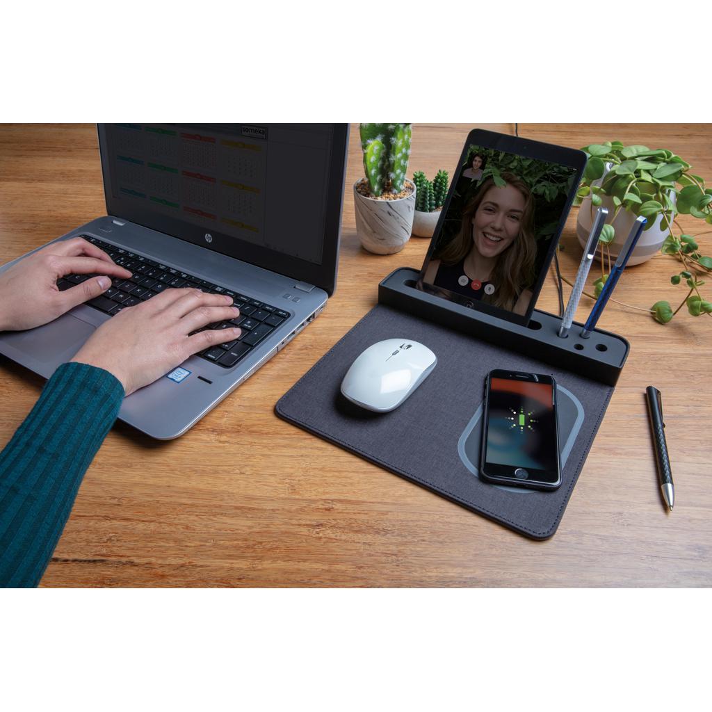 Mousepad de aer cu încărcare wireless de 5W și USB black