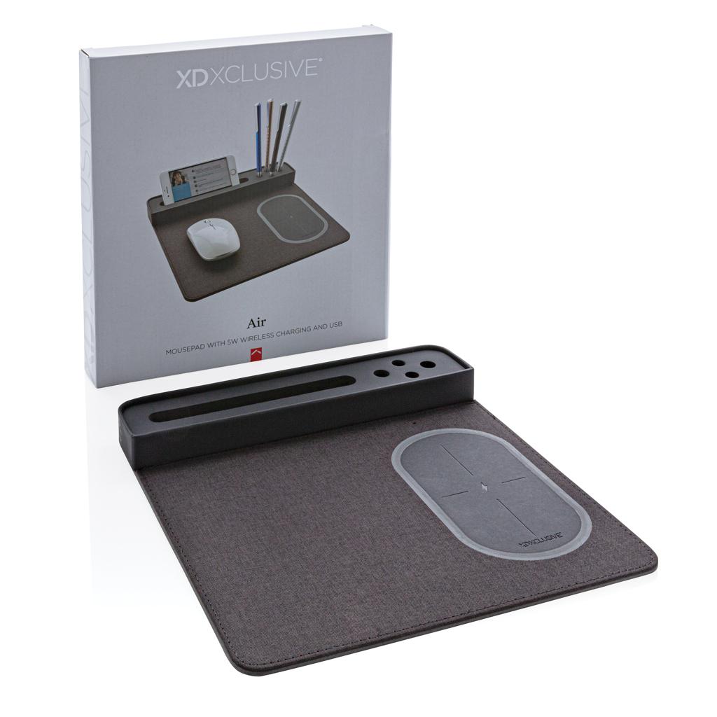 Mousepad de aer cu încărcare wireless de 5W și USB black