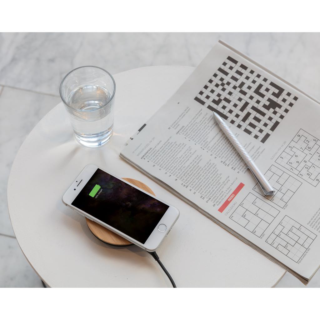 Încărcător wireless de 5W din bambus X brown