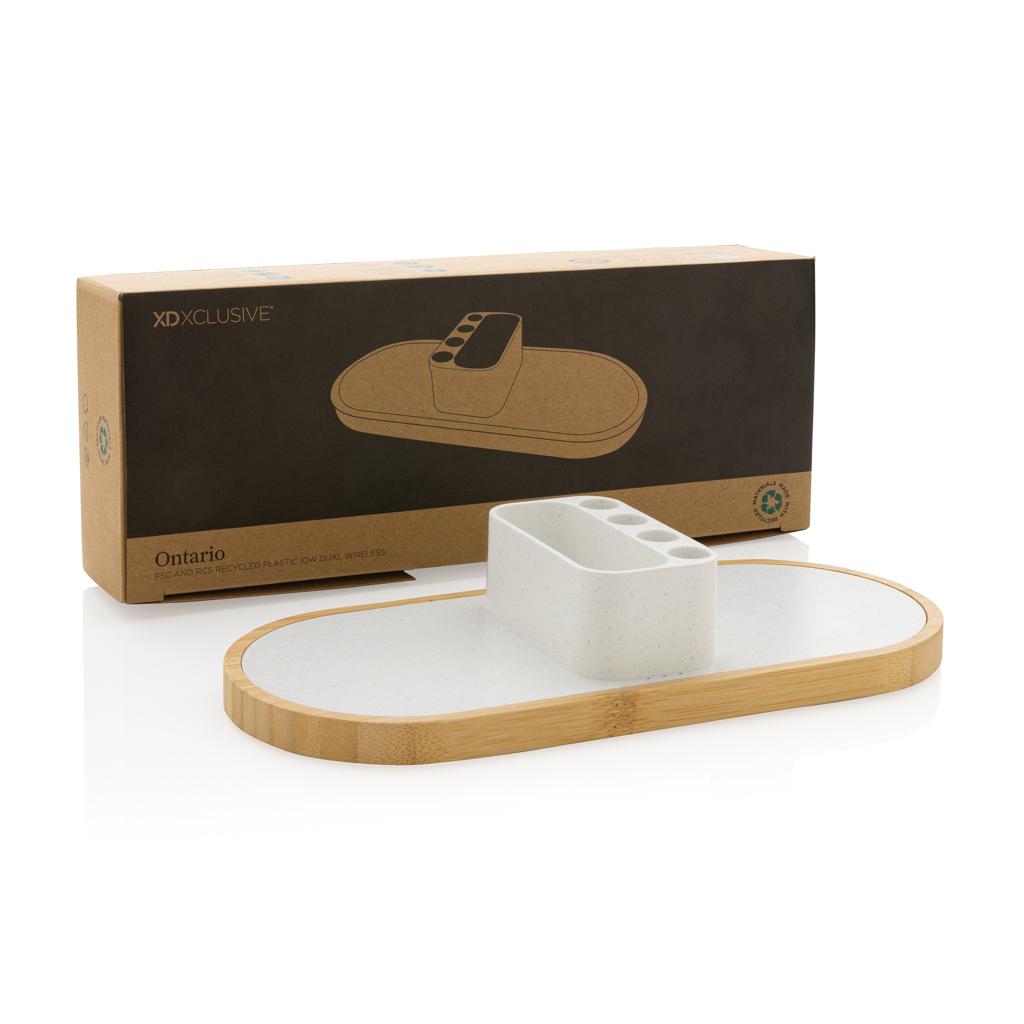 Încărcător wireless dual din plastic reciclat RCS 10W  Ontario transparent