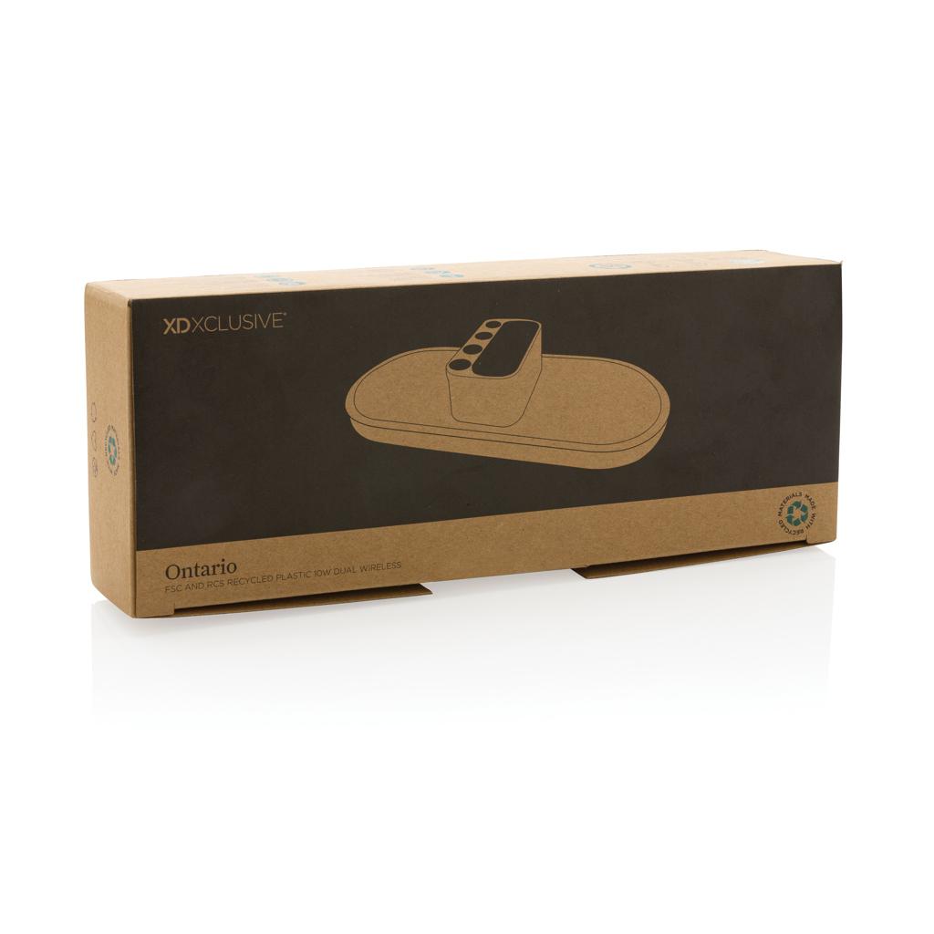 Încărcător wireless dual din plastic reciclat RCS 10W  Ontario transparent