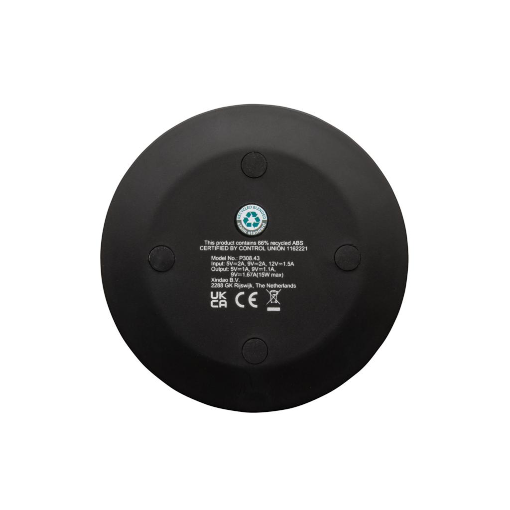 Încărcător rapid wireless 15W din plastic reciclat RCS black