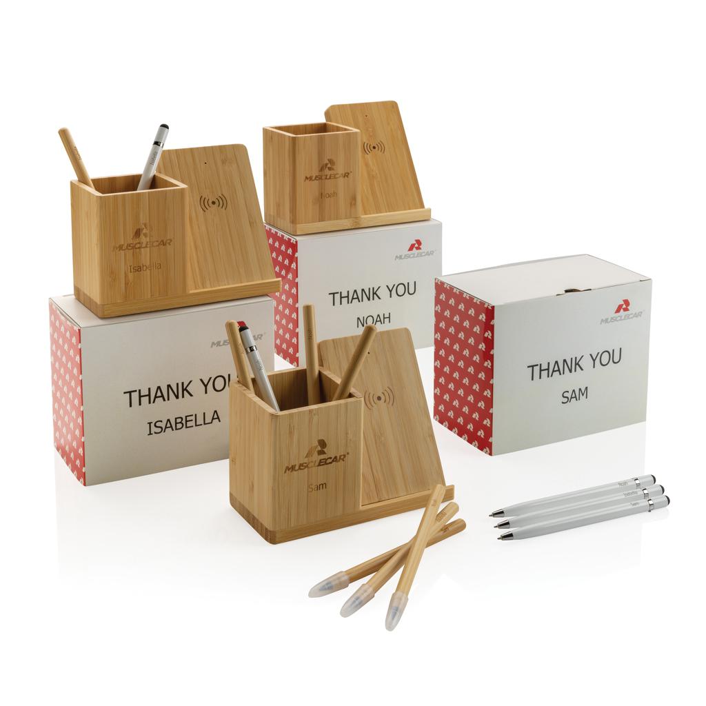 Încărcător wireless 10W din bambus Calgary brown