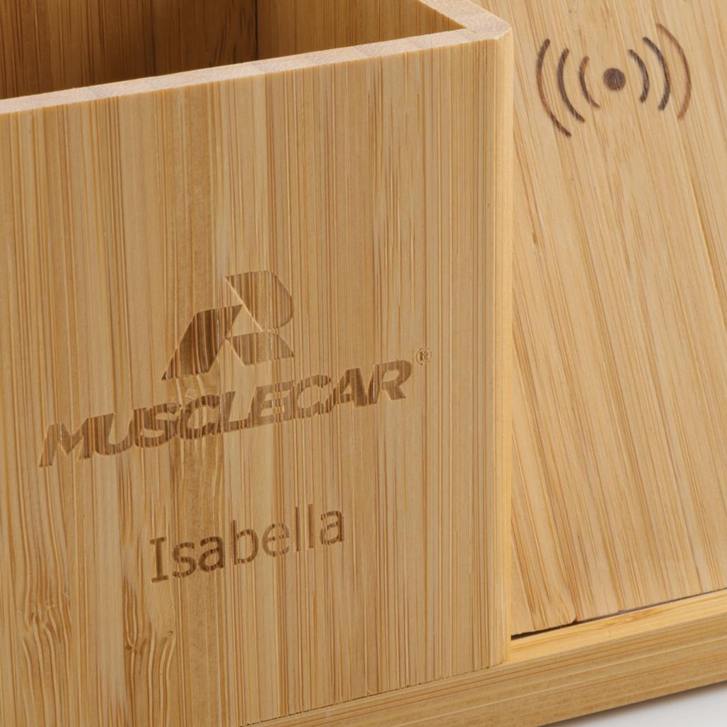 Încărcător wireless 10W din bambus Calgary brown