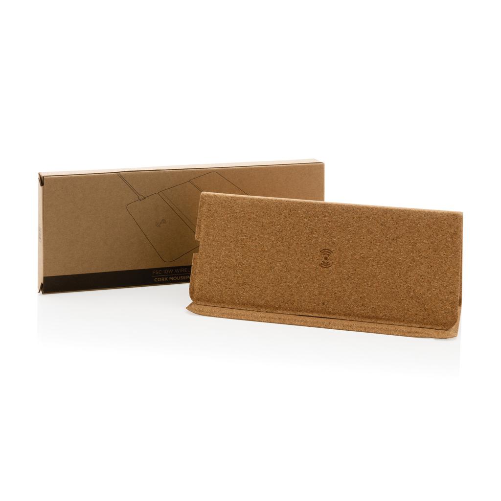 Mousepad și suport din plută cu încărcare wireless 10W brown