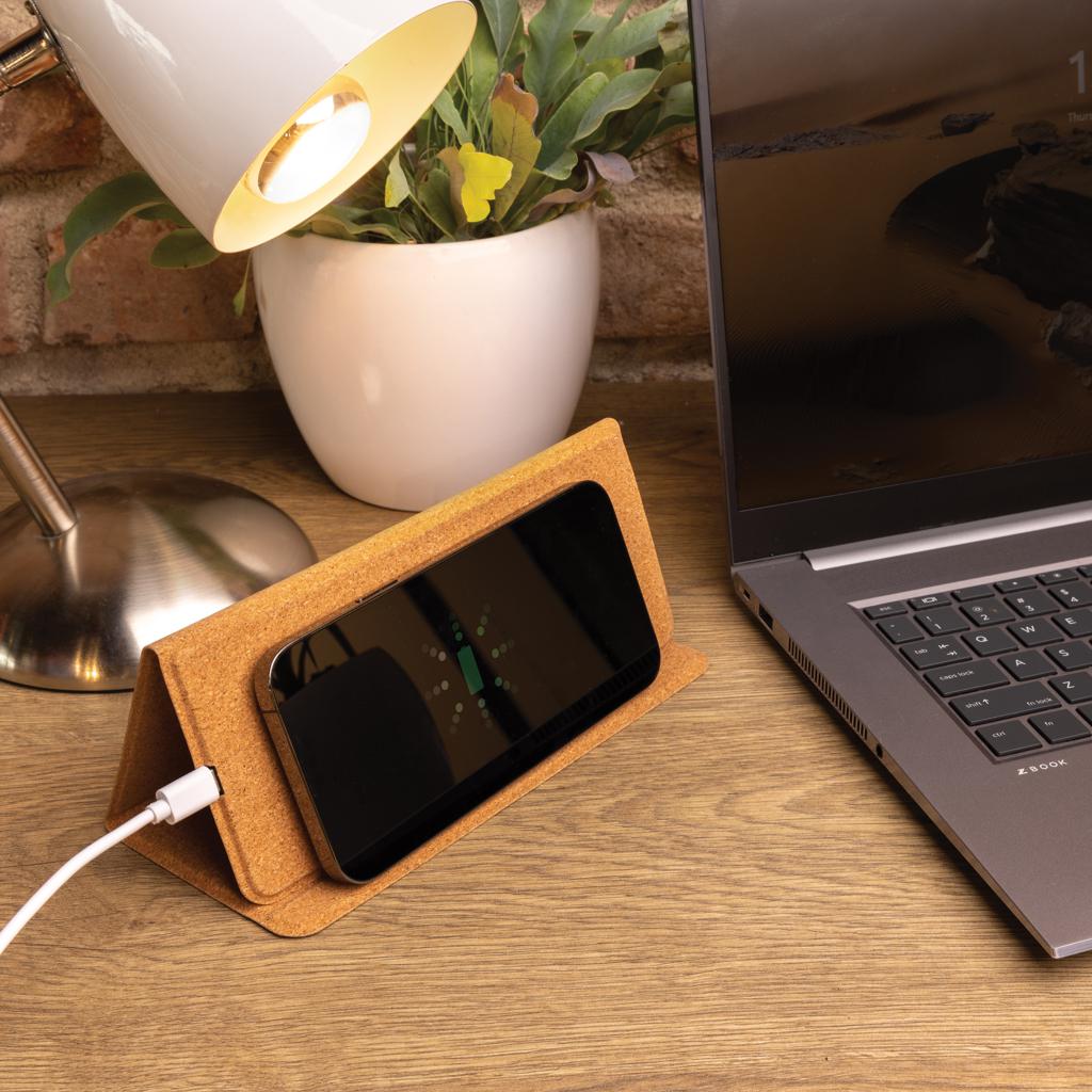 Mousepad și suport din plută cu încărcare wireless 10W brown