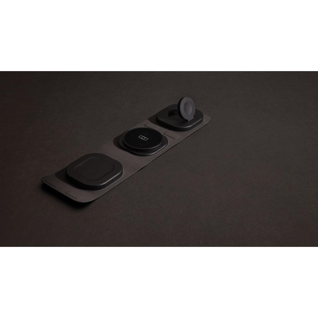 Încărcător wireless de călătorie 3-în-1 15W  din plastic reciclat RCS Swiss Peak grey