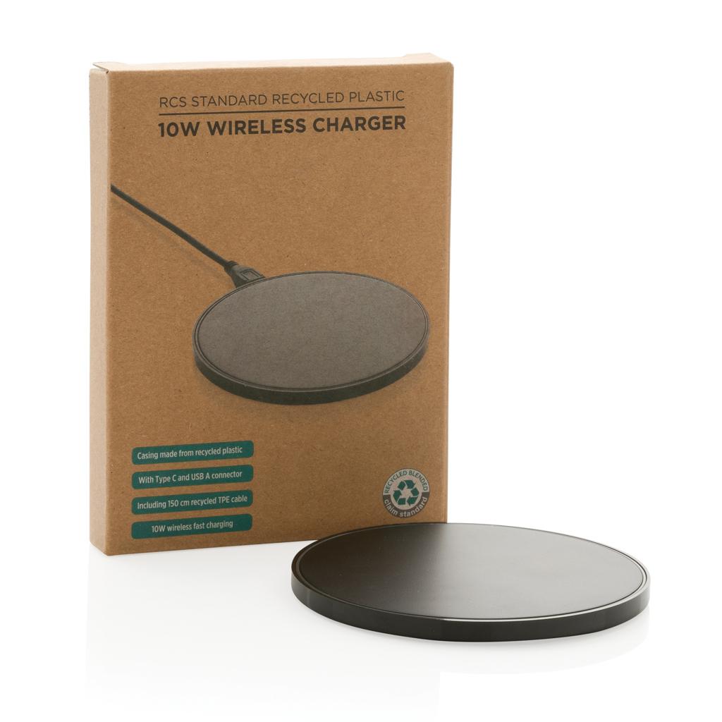 Încărcător wireless 10W din plastic reciclat RCS standard black