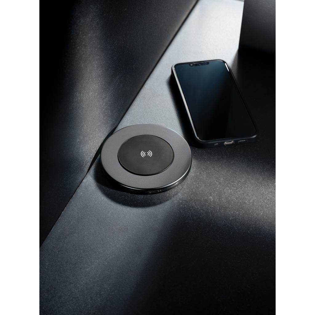 Încărcător wireless 10W din aluminiu reciclat Terra RCS grey