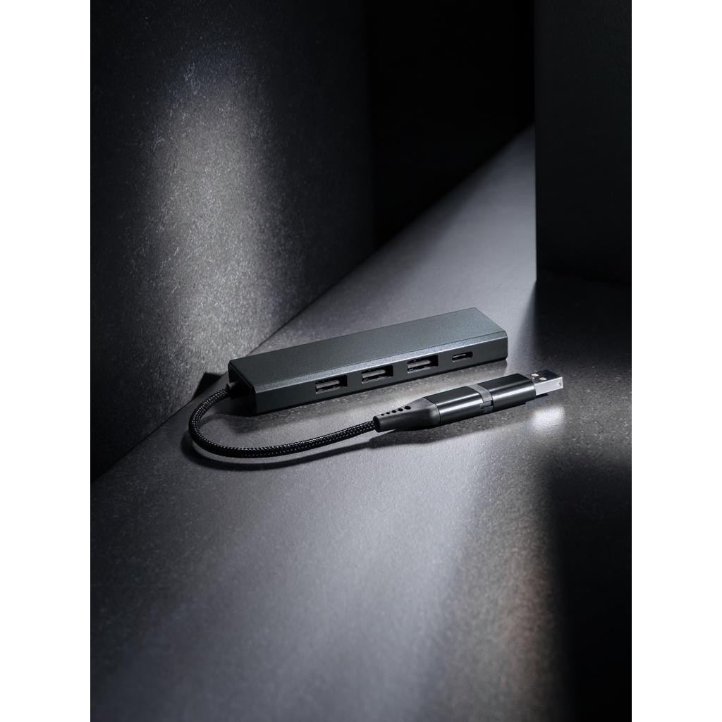 Hub Terra din aluminiu reciclat RCS cu 3 porturi USB grey