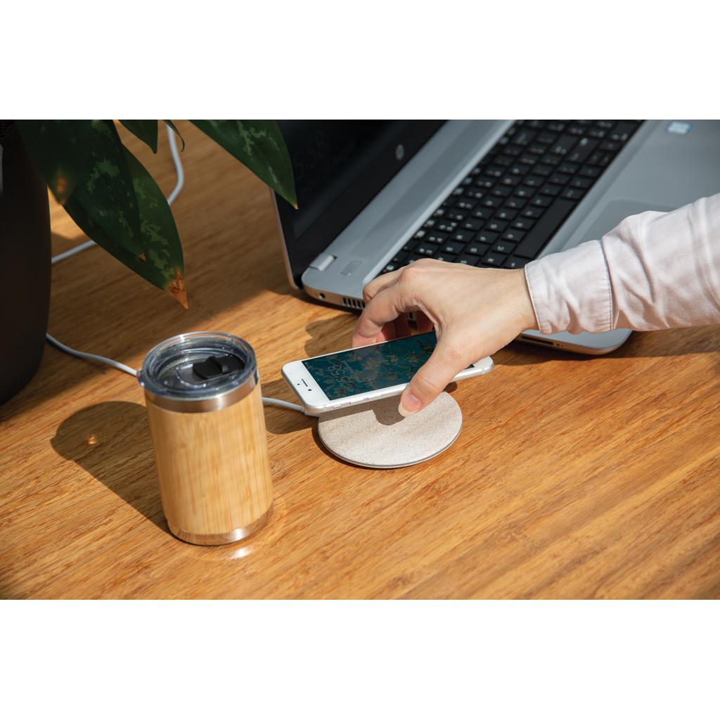 Încărcător wireless 5W din paie de grâu khaki