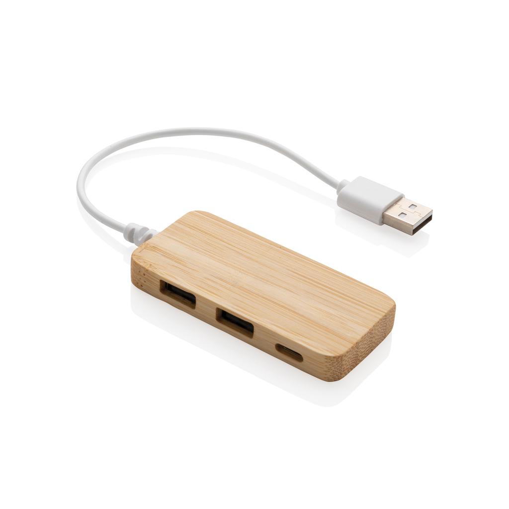 Hub din bambus cu port Type-C brown