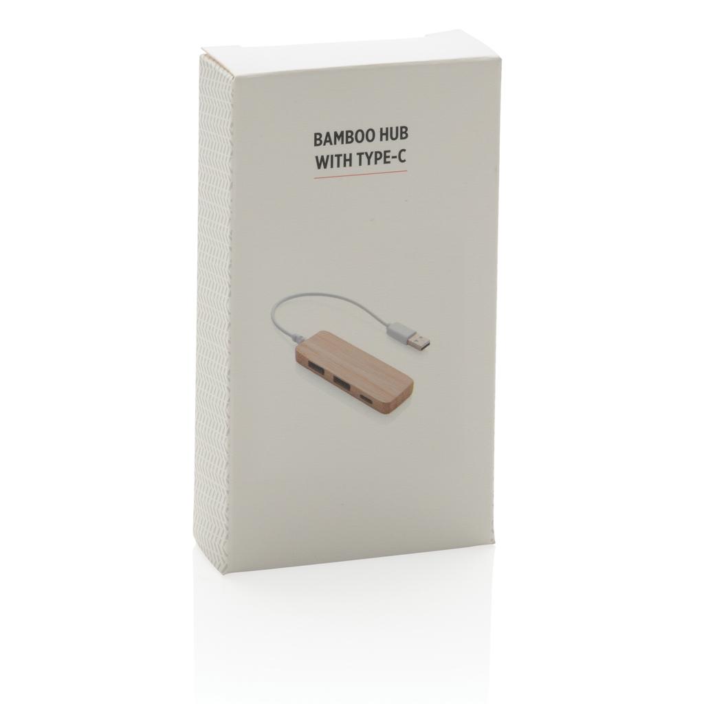 Hub din bambus cu port Type-C brown