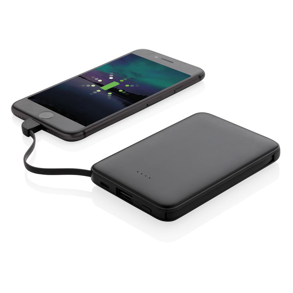 Powerbank de buzunar 5.000 mAh cu cabluri integrate black