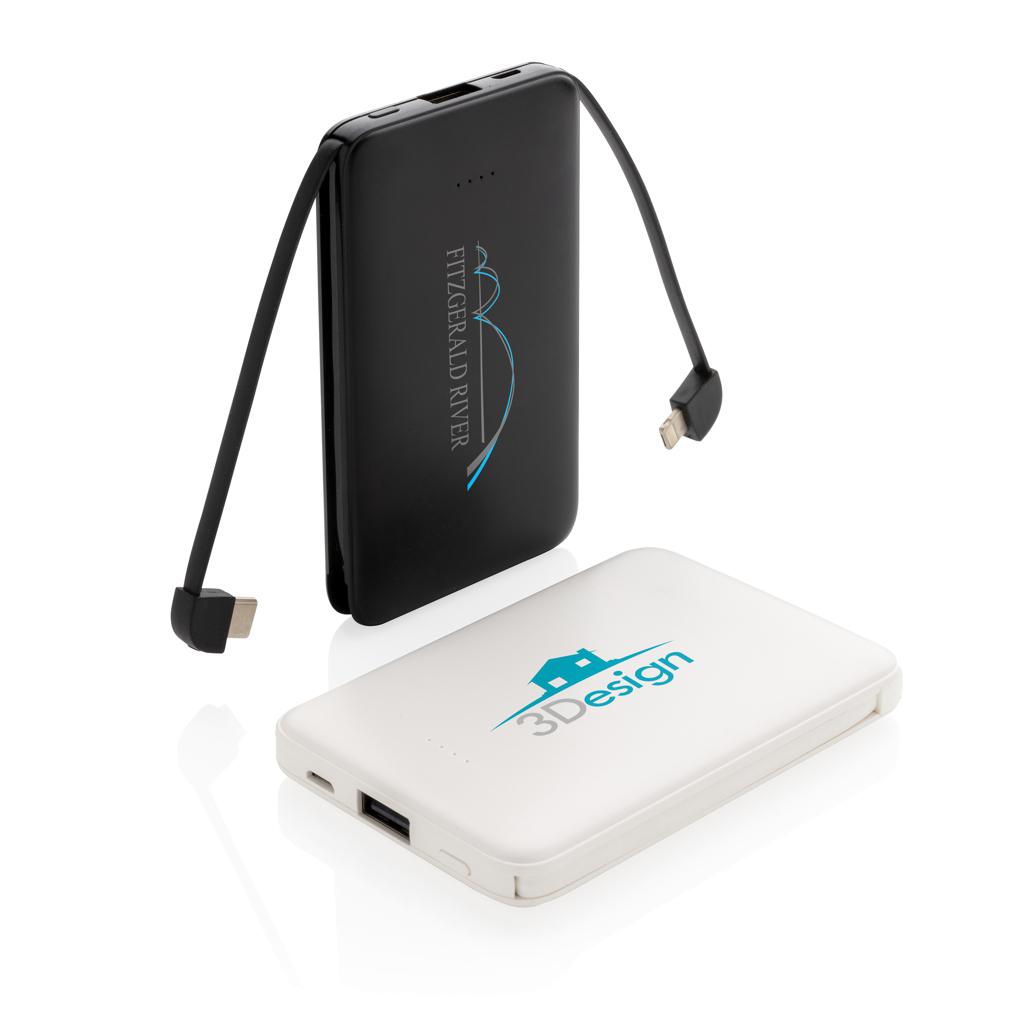 Powerbank de buzunar 5.000 mAh cu cabluri integrate black