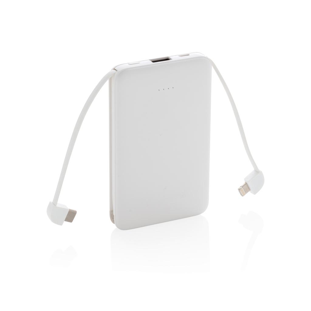 Powerbank de buzunar 5.000 mAh cu cabluri integrate transparent