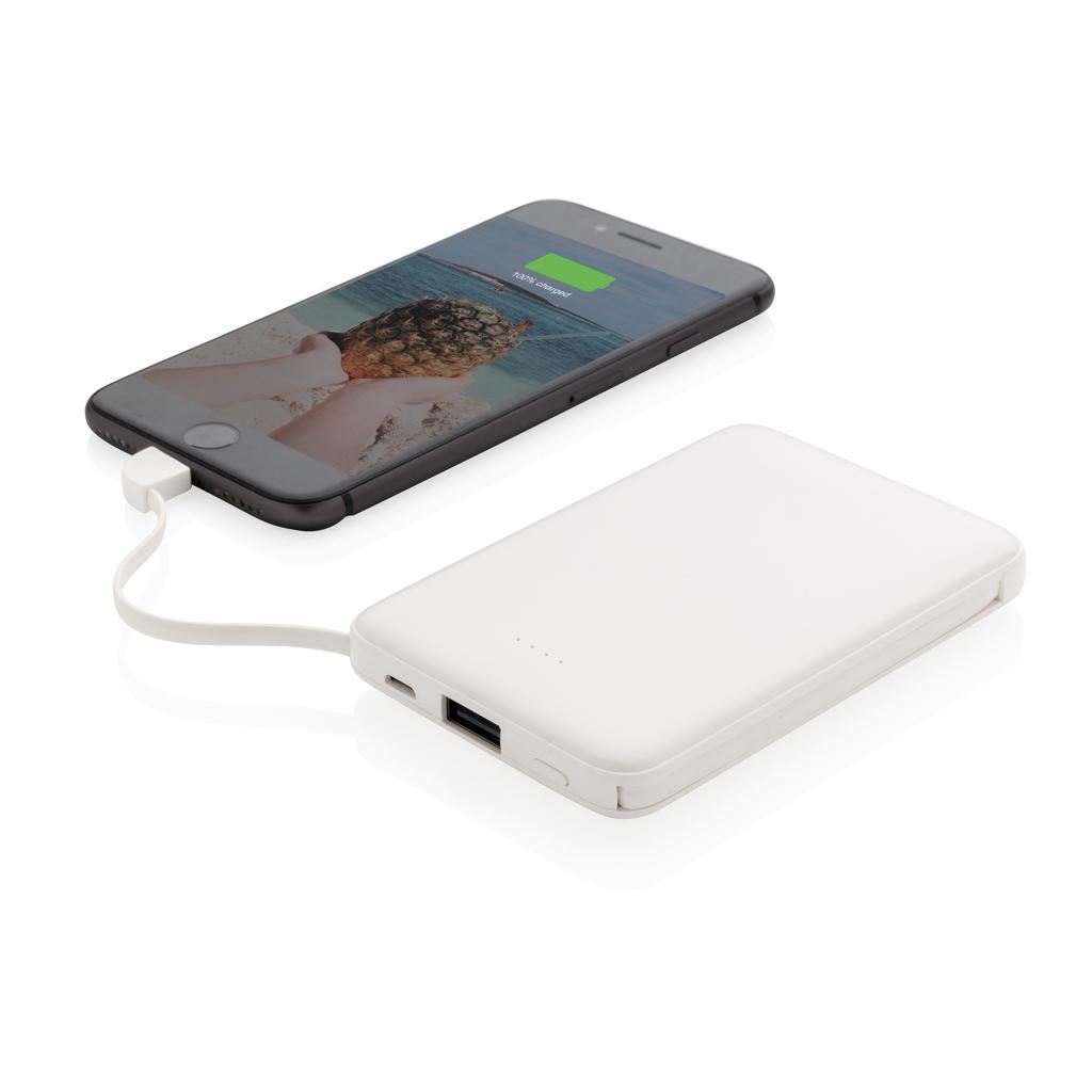 Powerbank de buzunar 5.000 mAh cu cabluri integrate transparent