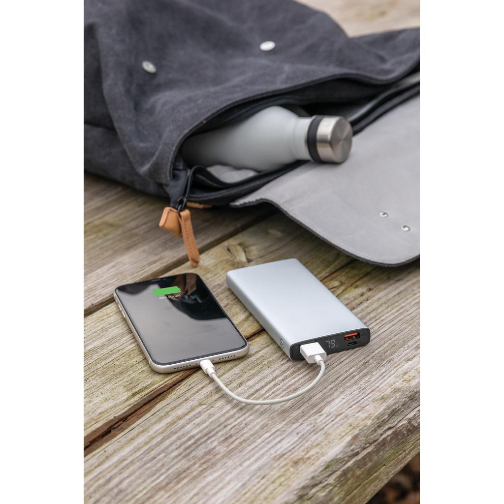 Powerbank din aluminiu 18W 10.000 mAh cu PD silver