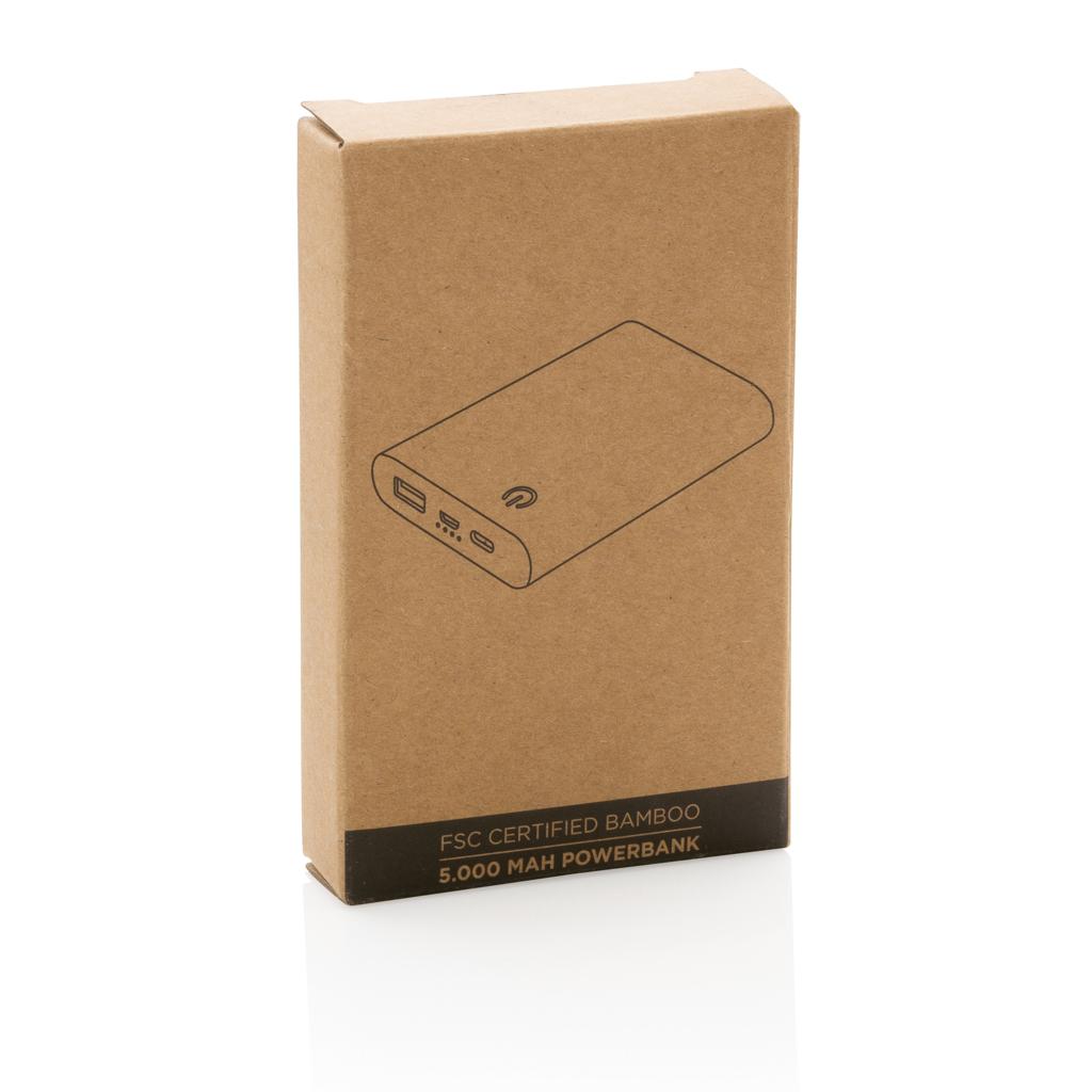 Powerbank din bambus 5.000 mAh brown