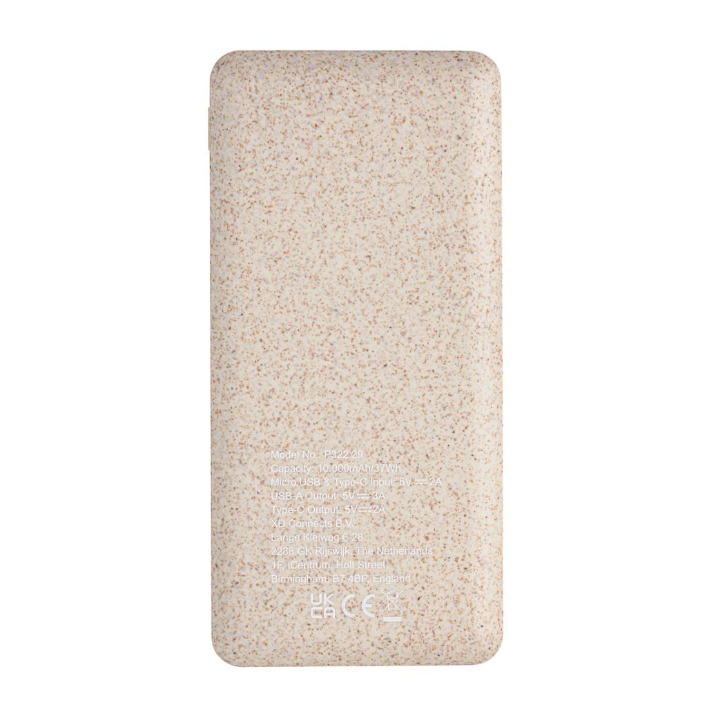 Powerbank din paie de grâu 10.000 mAh khaki