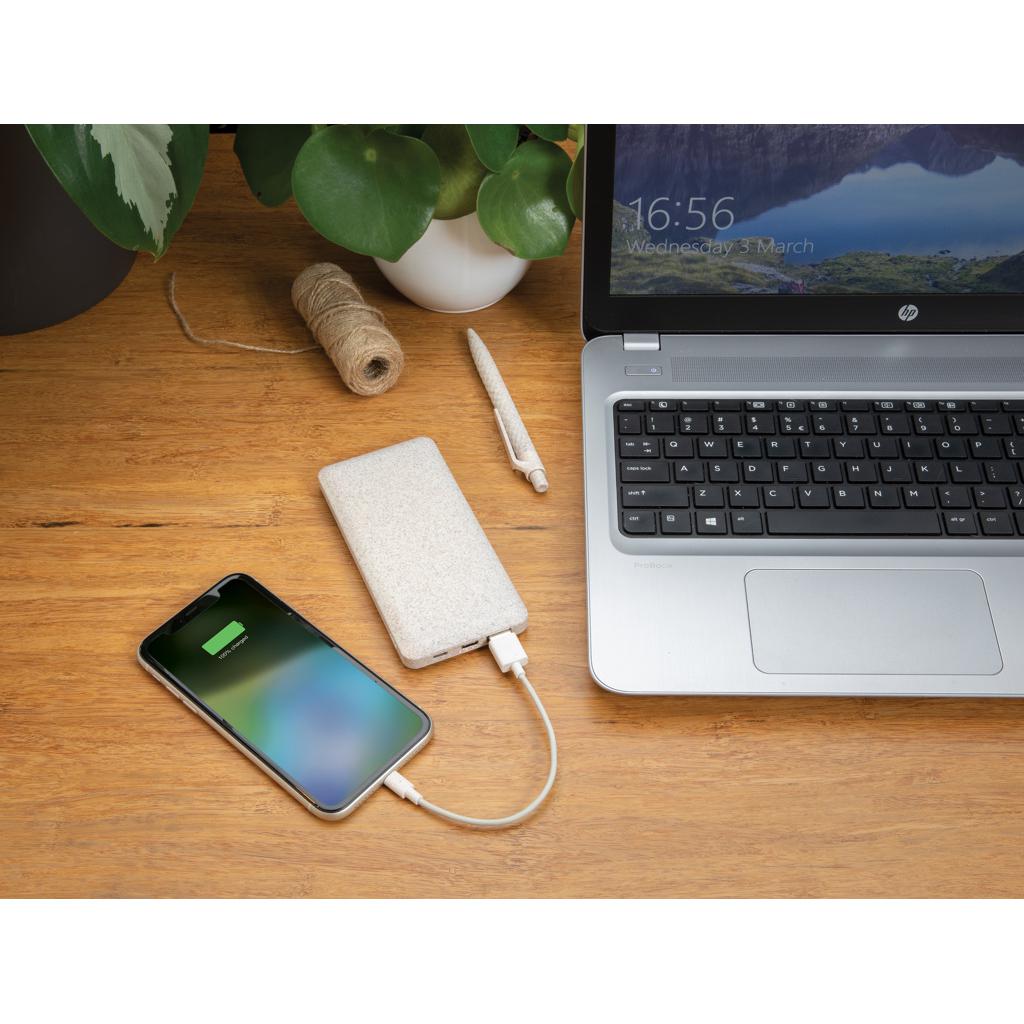 Powerbank din paie de grâu 10.000 mAh khaki