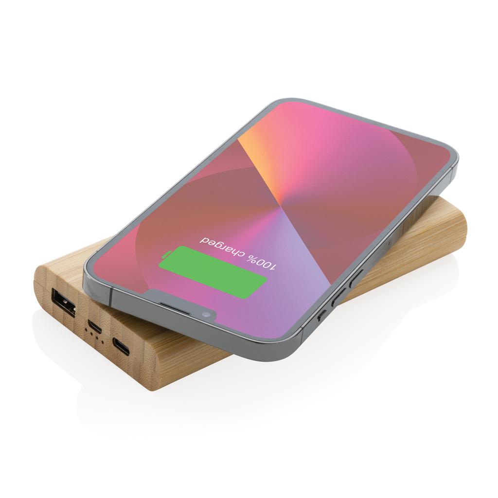 Powerbank wireless din bambus 8.000 mAh cu încărcare 5W brown