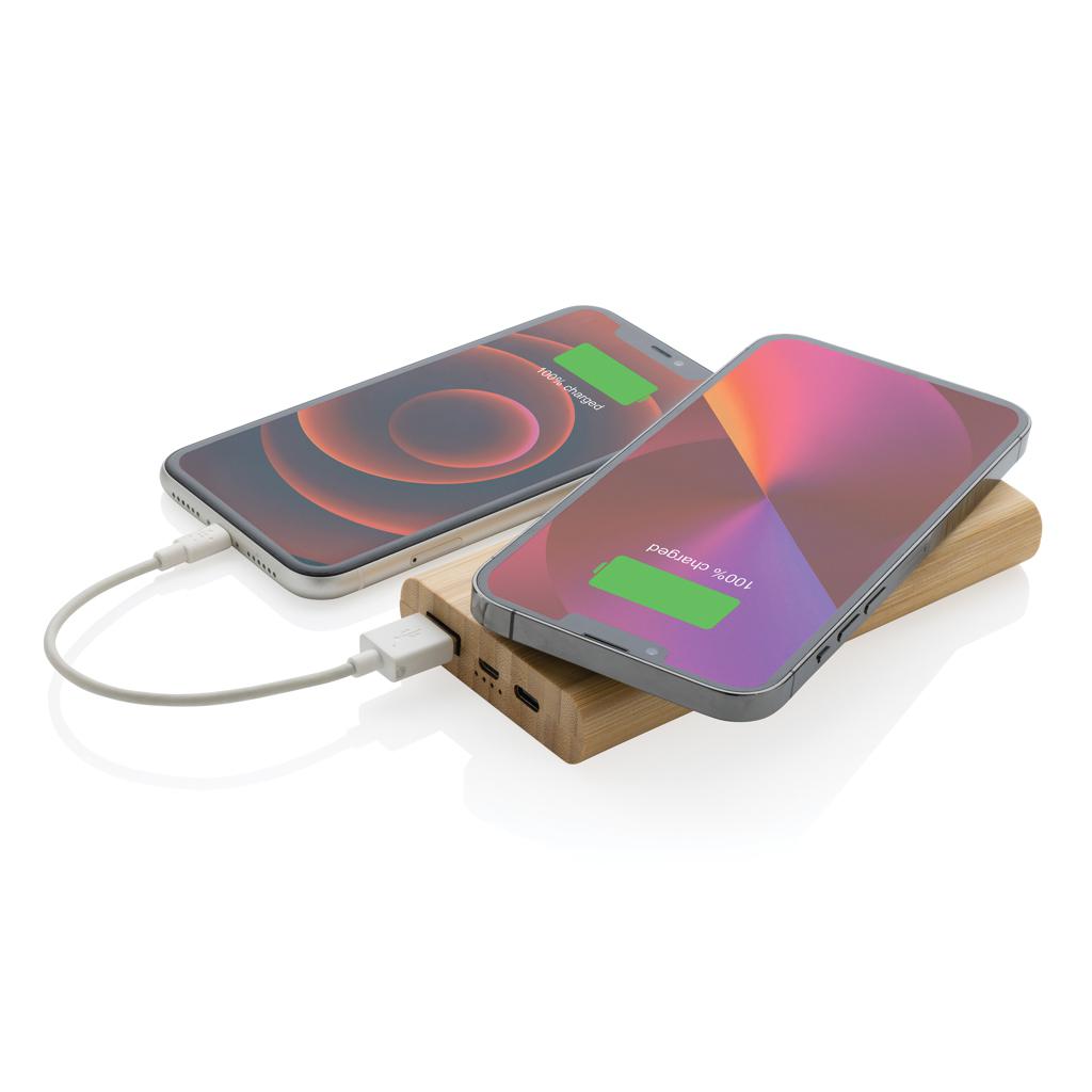 Powerbank wireless din bambus 8.000 mAh cu încărcare 5W brown