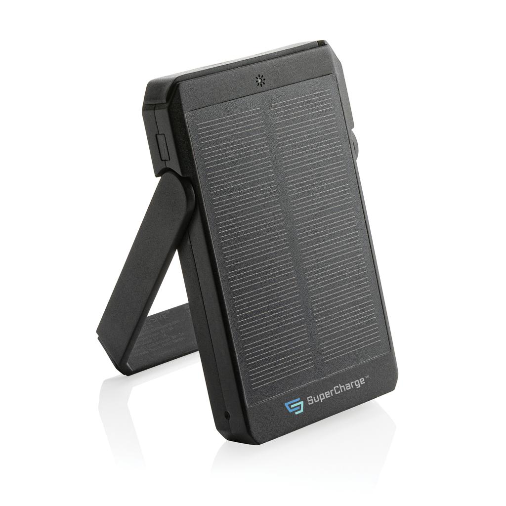 Powerbank solar Skywave din plastic reciclat RCS 5.000 mAh cu încărcare wireless 10W black