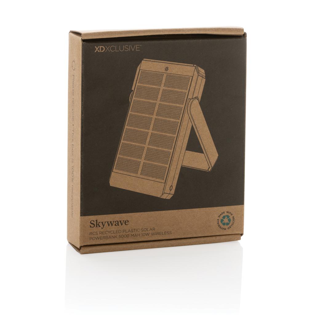 Powerbank solar Skywave din plastic reciclat RCS 5.000 mAh cu încărcare wireless 10W black