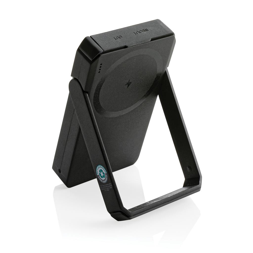 Powerbank solar Skywave din plastic reciclat RCS 5.000 mAh cu încărcare wireless 10W black