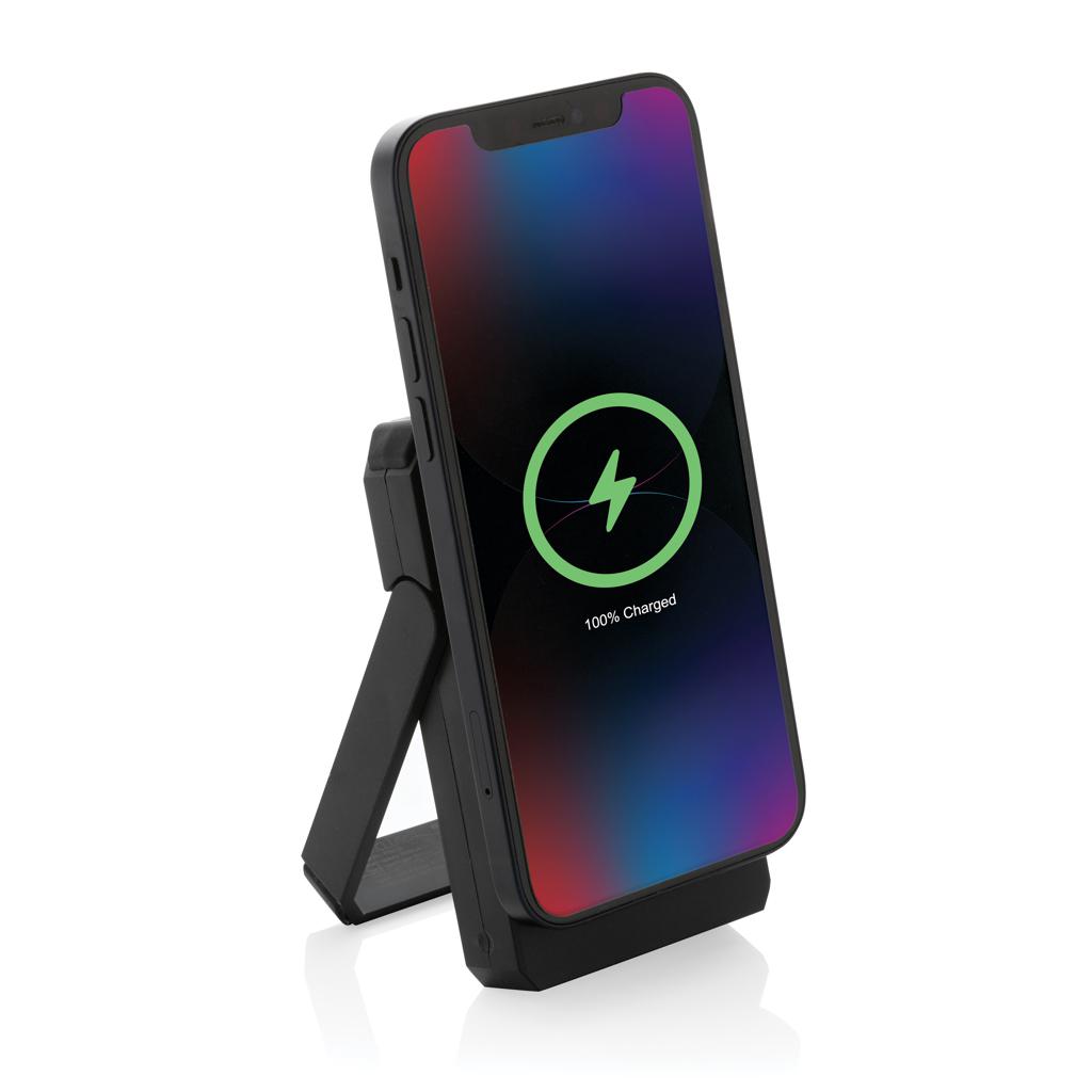 Powerbank solar Skywave din plastic reciclat RCS 5.000 mAh cu încărcare wireless 10W black