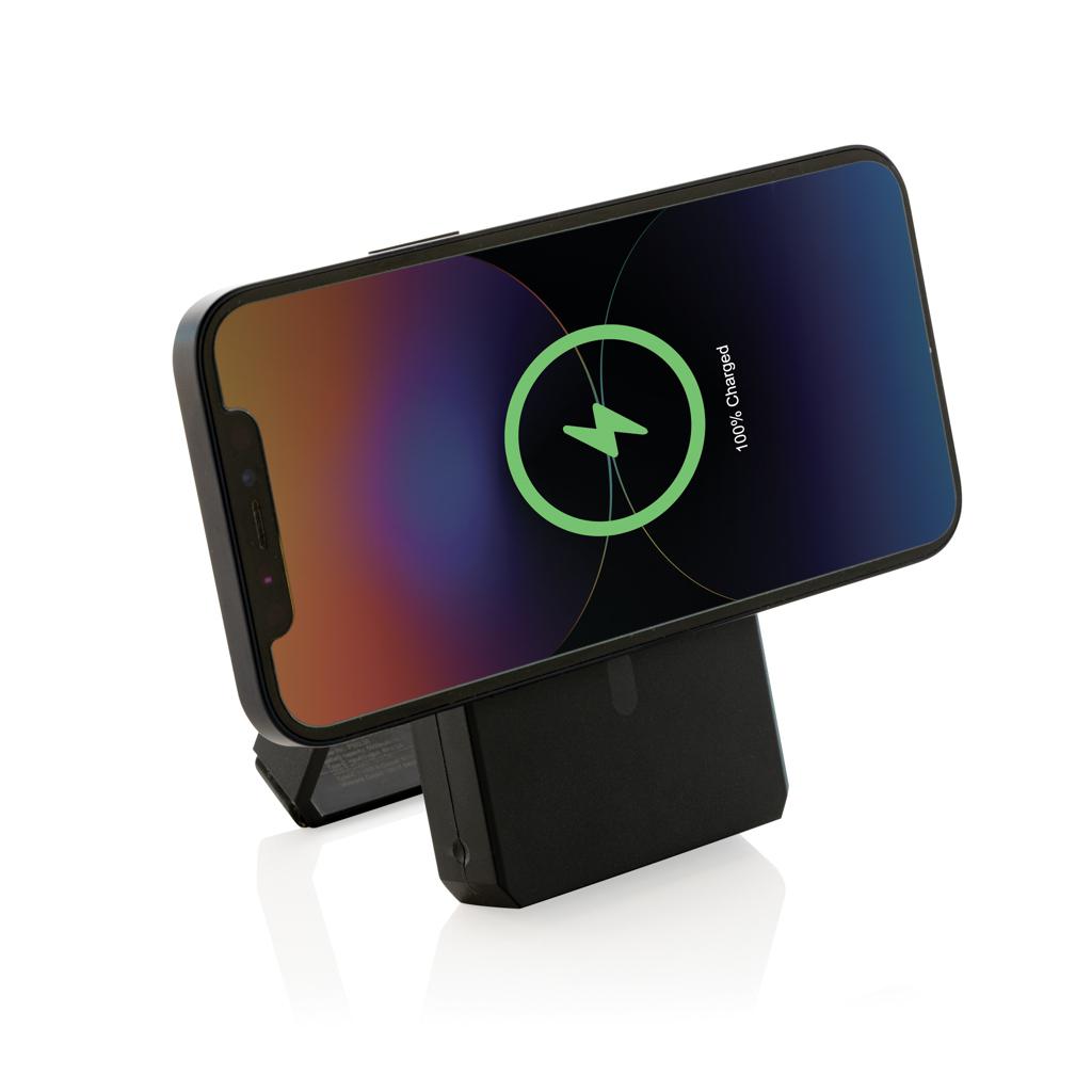 Powerbank solar Skywave din plastic reciclat RCS 5.000 mAh cu încărcare wireless 10W black
