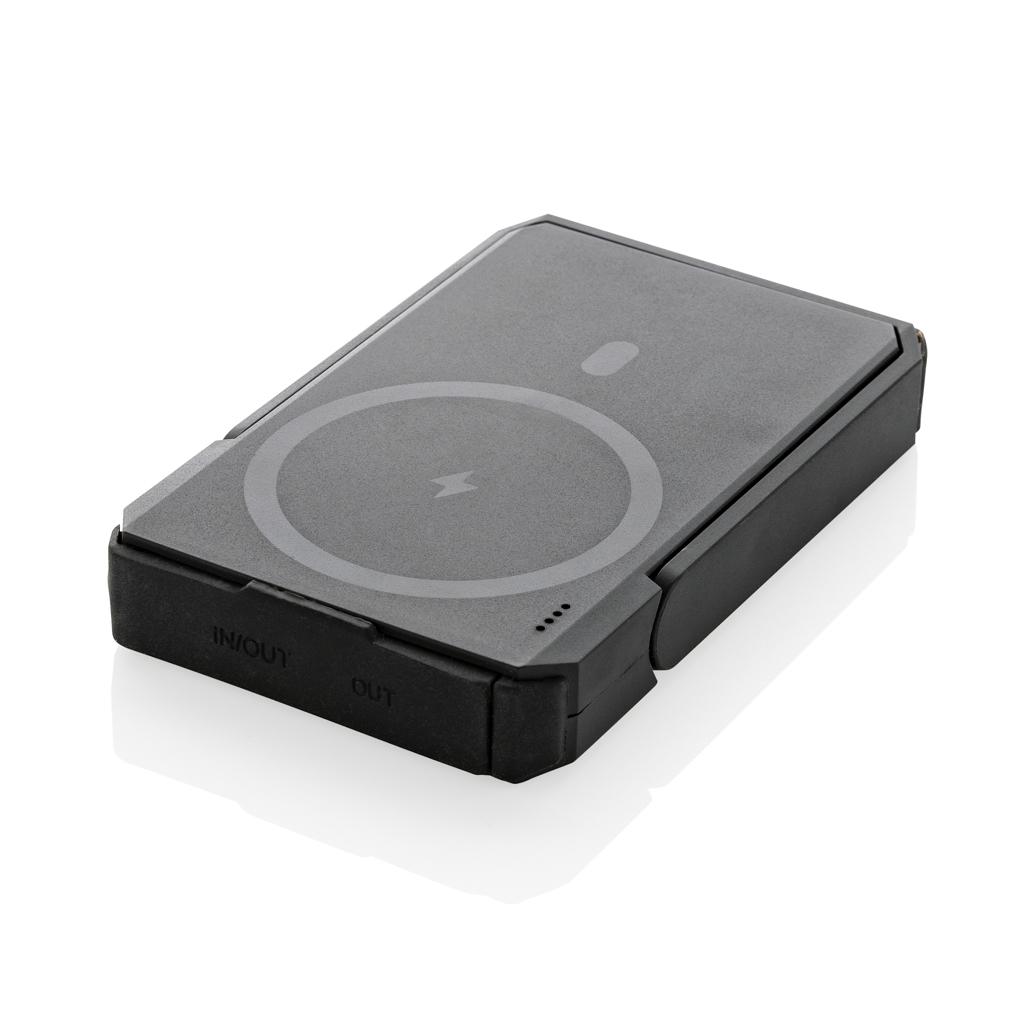 Powerbank solar Skywave din plastic reciclat RCS 5.000 mAh cu încărcare wireless 10W black
