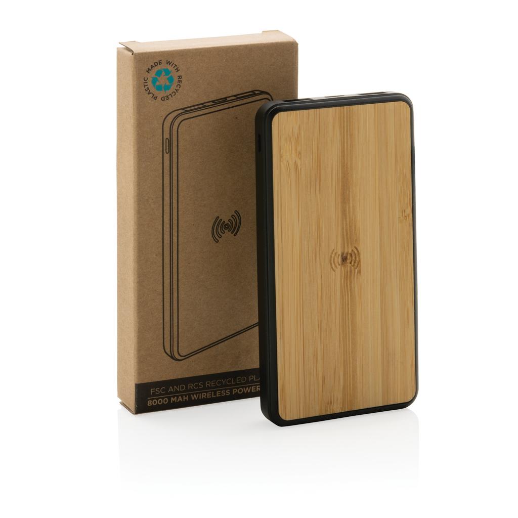 Powerbank wireless din plastic reciclat RCS 8.000 mAh brown