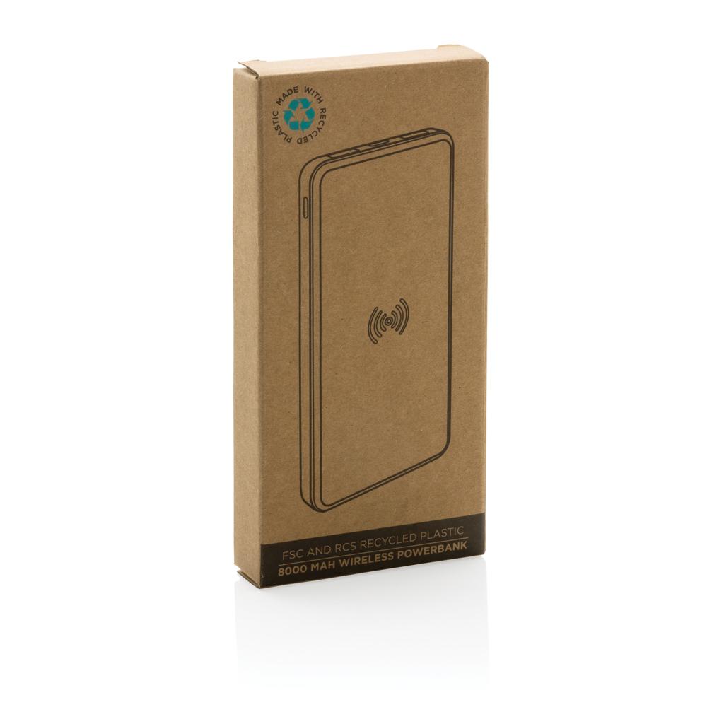 Powerbank wireless din plastic reciclat RCS 8.000 mAh brown